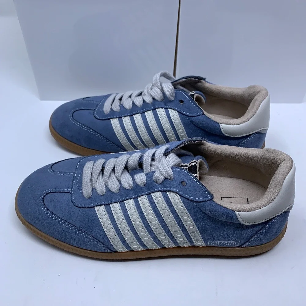 ShuShop Womens US Shoe Size 6 Blue Faux Suede Steffie Lace Up Sneakers New
